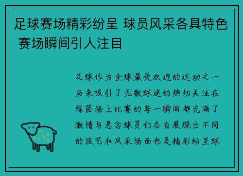 足球赛场精彩纷呈 球员风采各具特色 赛场瞬间引人注目